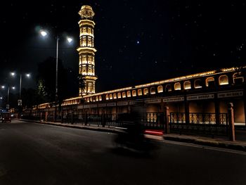 View of illuminated street at night