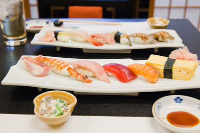 Close-up of food served in plate