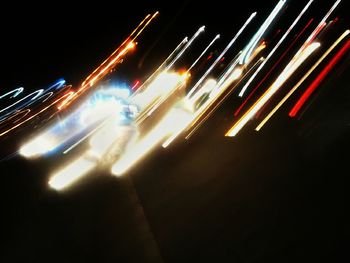 Light trails on road at night