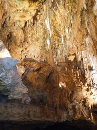 Low angle view of rock formation in cave