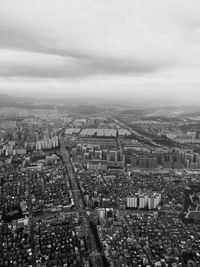 High angle view of cityscape against sky