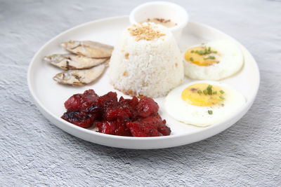 Close-up of food in plate on table