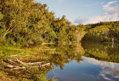 Scenic view of lake against sky