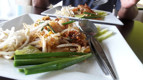 Close-up of food served in plate