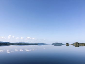 Scenic view of lake against clear blue sky