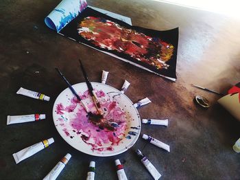 High angle view of food on table