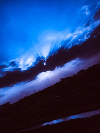 Scenic view of silhouette landscape against sky at night