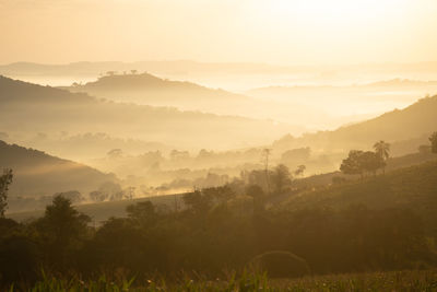 Scenic view of landscape against sky during sunset