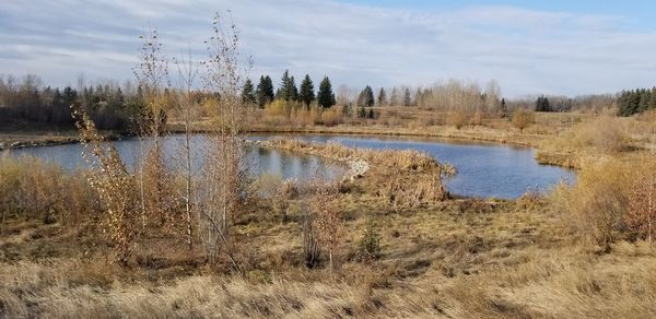 Scenic view of lake against sky