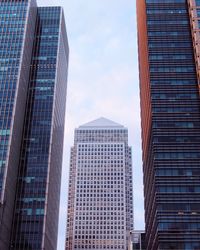 Low angle view of modern buildings against sky