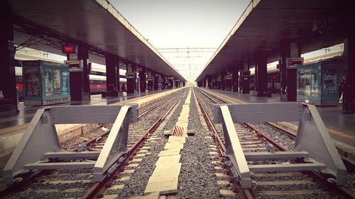 Railroad tracks on railroad track