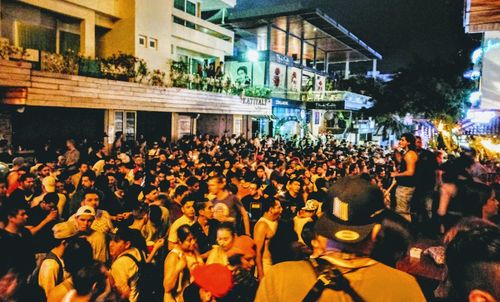 Crowd outside temple