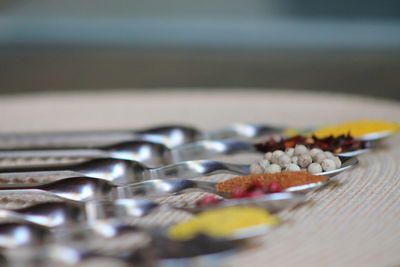 Close-up of spices on table