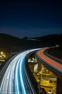 Light trails on highway at night