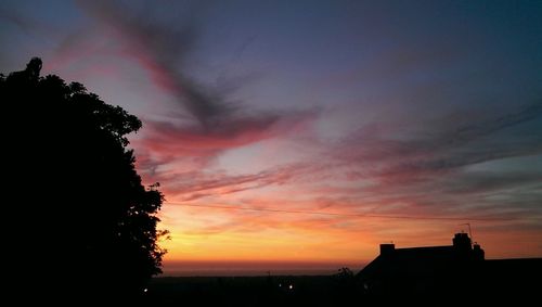 Silhouette of trees against dramatic sky