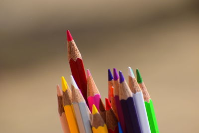 Close-up of multi colored pencils