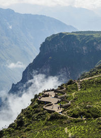 High angle view of building on mountain