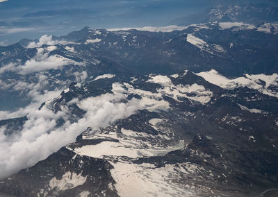 Aerial view of snowcapped mountains