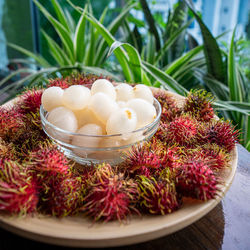 Close-up of fruits in bowl on table