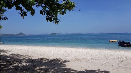 Scenic view of sea against clear sky