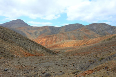 Scenic view of mountains against cloudy sky