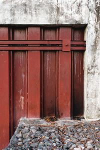 Closed door of old building