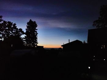 Low angle view of silhouette buildings against sky at sunset