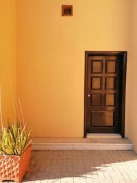 Closed door of building