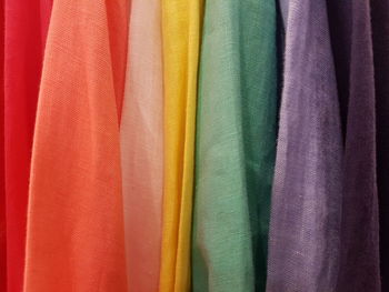 Full frame shot of multi colored fabrics in store