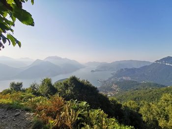 Scenic view of mountains against clear sky