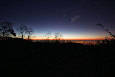 Silhouette trees against sky during sunset