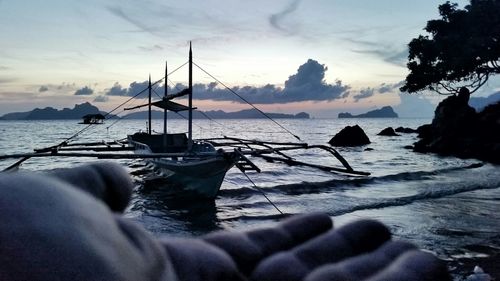 Scenic view of sea at sunset