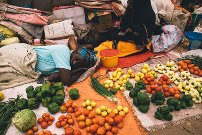 Various fruits for sale at market stall