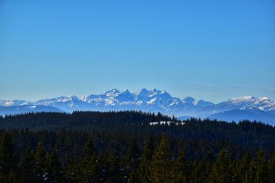 Scenic view of mountains against clear sky