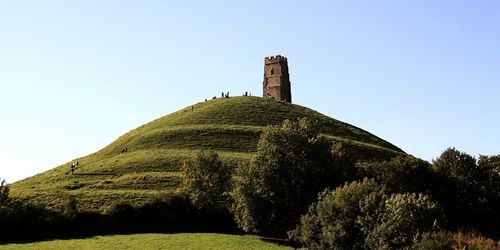 Low angle view of built structure against clear sky