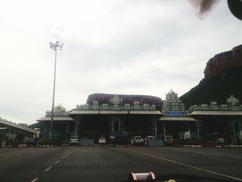 View of road along buildings