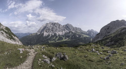 Scenic view of mountains against sky