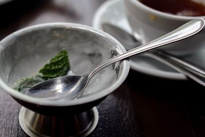 Close-up of empty ice cream bowl