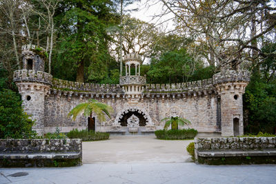 View of historical building in garden