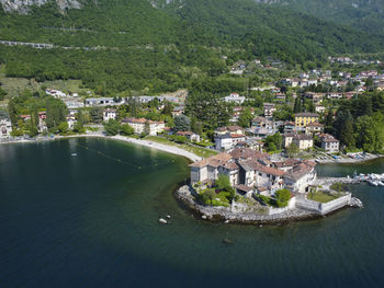 Aerial view of lierna, a village on lake como