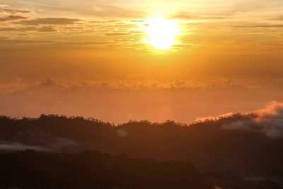 Scenic view of silhouette mountains against sky during sunset