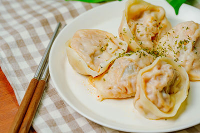 Close-up of food in plate on table