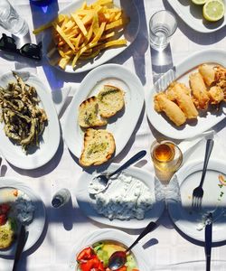 High angle view of food on table