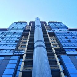 Low angle view of modern building against clear sky