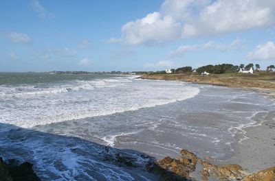 Scenic view of beach against sky