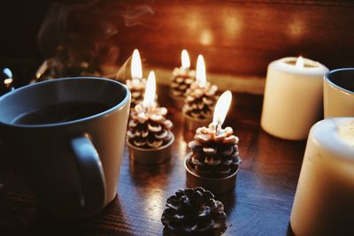 Close-up of lit candles