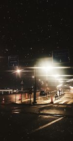 View of city street at night