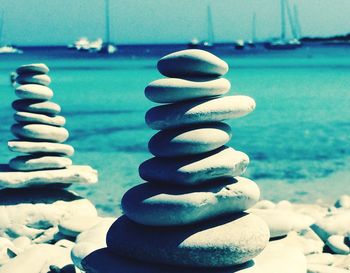 Stack of stones in sea