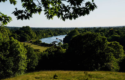 Scenic view of land against clear sky