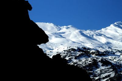 Scenic view of mountains against cloudy sky